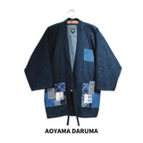 Aoyama Daruma denim indigo dye sashiko patchwork hanten jacket デニム 藍染 刺し子 パッチワーク 半纏 ジャケット 【Pre-order/受注生産 OK】