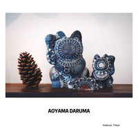 Aoyama Daruma  indigo dye kofu manekineko 藍染 古布 招き猫