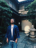 Aoyama Daruma rhombus indigo dye sashiko hanten jacket 藍染 刺し子 菱形 半纏 ジャケット 【Pre-order/受注生産 OK】