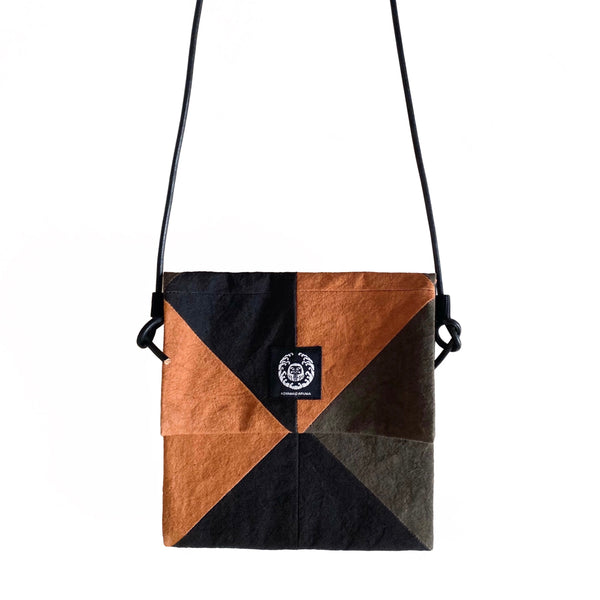 Aoyama Daruma persimmon dye mud dye patchwork shoulder bag パッチワーク 柿渋染め泥染めショルダーバッグ