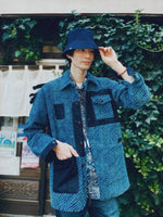 Aoyama Daruma indigo dye denim patchwork jacket 藍染 ふわふわ デニム パッチワーク ジャケット【Pre-order/受注生産 OK】