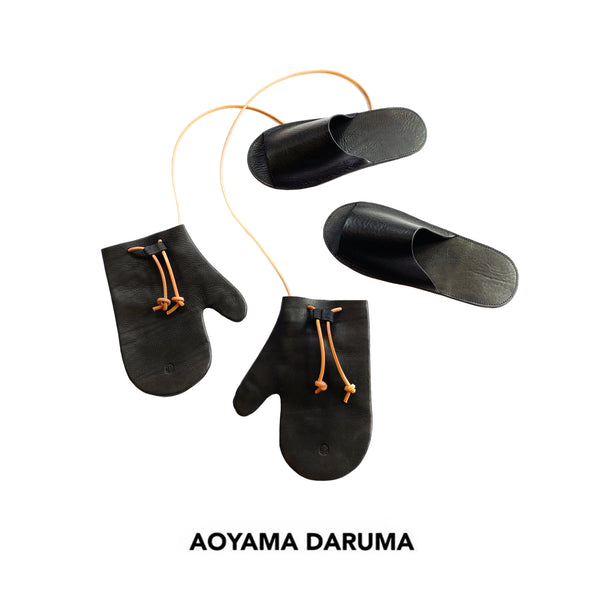 Aoyama Daruma Italian leather mitten bag slippers ミトンバッグ スリッパ