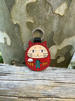 Aoyama Daruma manekineko daruma leather key ring key holder 招き猫だるま 革小物 キーリング キーホルダー