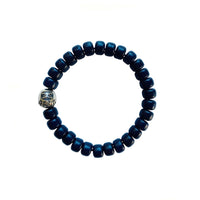 Aoyama Daruma silver brass daruma beads indigo dye bracelet  だるまビーズ 藍染ブレスレット