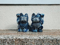 Aoyama Daruma  indigo dye kofu manekineko 藍染 古布 招き猫