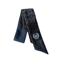 Aoyama Daruma indigo mud dye silk petit scarf necktie 藍泥染め シルク スカーフ ネクタイ