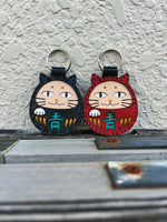 Aoyama Daruma manekineko daruma leather key ring key holder 招き猫だるま 革小物 キーリング キーホルダー