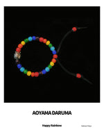Aoyama Daruma Happy Rainbow white hearts daruma bracelet  レインボー 虹 ホワイトハーツ だるま ブレスレット