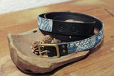 Aoyama Daruma ✖️Rakuda indigo dye kofu leather belt 藍染 古布 ヌメ革 ベルト