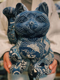 Aoyama Daruma  indigo dye kofu manekineko 藍染 古布 招き猫