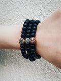 Aoyama Daruma silver brass daruma beads indigo dye bracelet  だるまビーズ 藍染ブレスレット