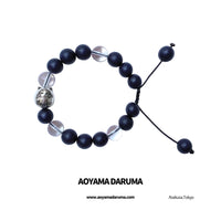 Aoyama Daruma crystal manekineko daruma bracelet  藍染 水晶 招き猫だるま ブレスレット