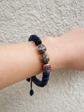 Aoyama Daruma lucky 3 brothers daruma indigo dye bracelet  強運三兄弟 だるま 藍染 ブレスレット