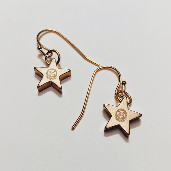 Aoyama Daruma  brass star daruma earrings 真鍮 星 ダルマ ピアス