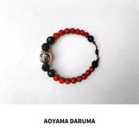 Aoyama Daruma manekineko daruma Christmas bracelet  天然石 サンゴ 招き猫だるま クリスマス 黒赤 ブレスレット